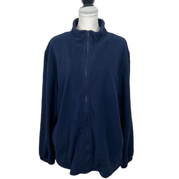 Level Eight L8 Fleece Jacket Plus Size 3X Dark Blue Pockets Full Zip Cozy - Picture 1 of 11